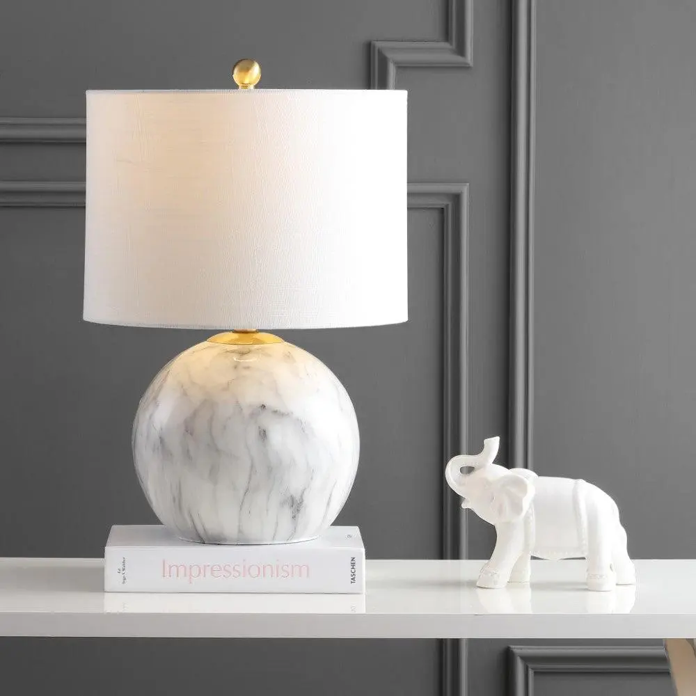 JONATHAN Y Luna Faux Marble Resin LED Table Lamp with LED Bulb - Home Decor Light, Lamps for Bedroom, Room Illumination for Living Spaces