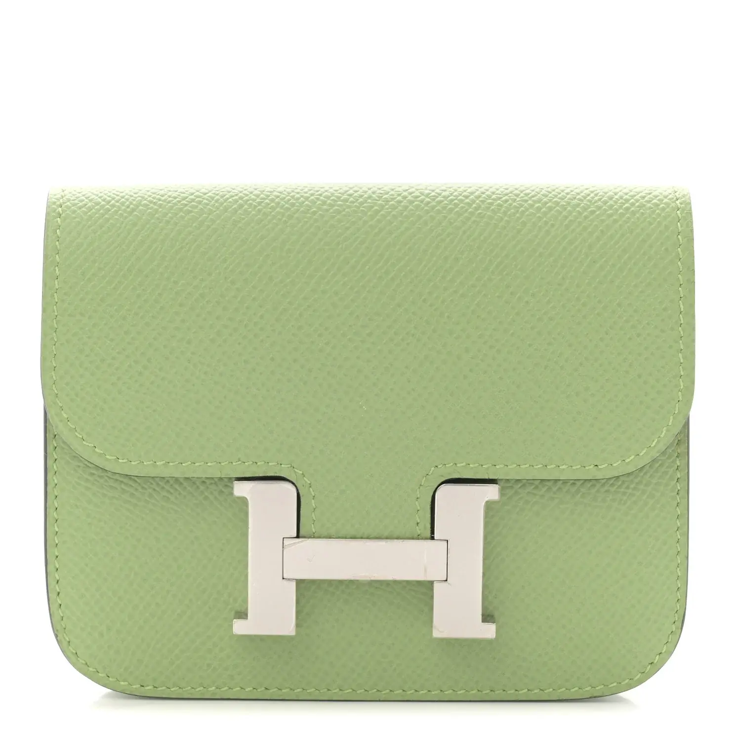 Pre-owned HERMÈS Epsom Leather Small Leather Goods Epsom Constance Slim Wallet Vert Criquet