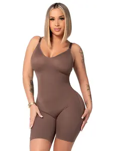 Women's Essential Seamless Tummy Control Bodysuit - Belly-Hiding Fitted Moldeadora V-Bra Shapewear with Built-in Bra, Soft Mid-Thigh Comfort for Everyday Wear, Bodysuit For Women, Belly-Hiding Shapewear Bodysuit