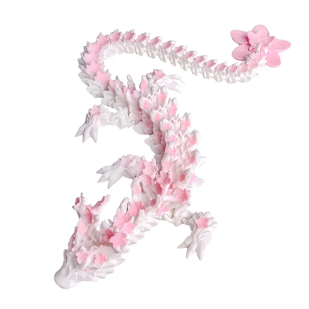 3D Printed Cherry Dragon Toys,3D Printed Animals,Articulated Movable Model Decorative Fantasy Dragon Decor pet,Cherry Blossom Decor