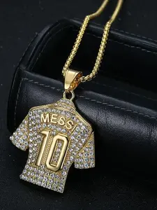 Stylish Personalized Celebrity Lucky Number Ten Hip-Hop Faux Diamond Football Messi Messi Jersey Pendant Necklace