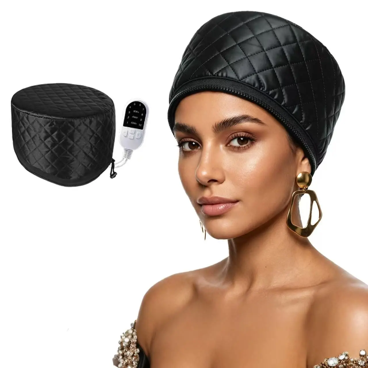 Electric Hair Steamer Cap, Hair Dryer Bonnet, 10-Level Quick Heat, Thermal Treatment for Deep Conditioning, Spa Cap for Women, 3 Time Settings, Adjustable Hair Bonnet