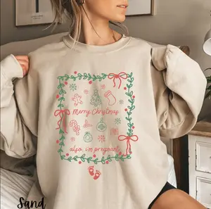 Merry Christmas Sweatshirt - Pregnancy Announcement Shirt Christmas, Pregnant Sweatshirt, Baby Reveal Shirt, Gift For Expecting Mom, Full Sizes, Full Colors