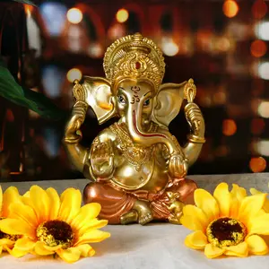 Hindu Ganesha Statue Diwali Decor - India God Lord Ganesh Ganpati Indian Idol Home Office Family Temple Mandir Puja Decor Altar Yoga Meditation Room Altar Shrine Kit Wedding Return Gift Hinduism Religious Decorations Spiritual Symbol