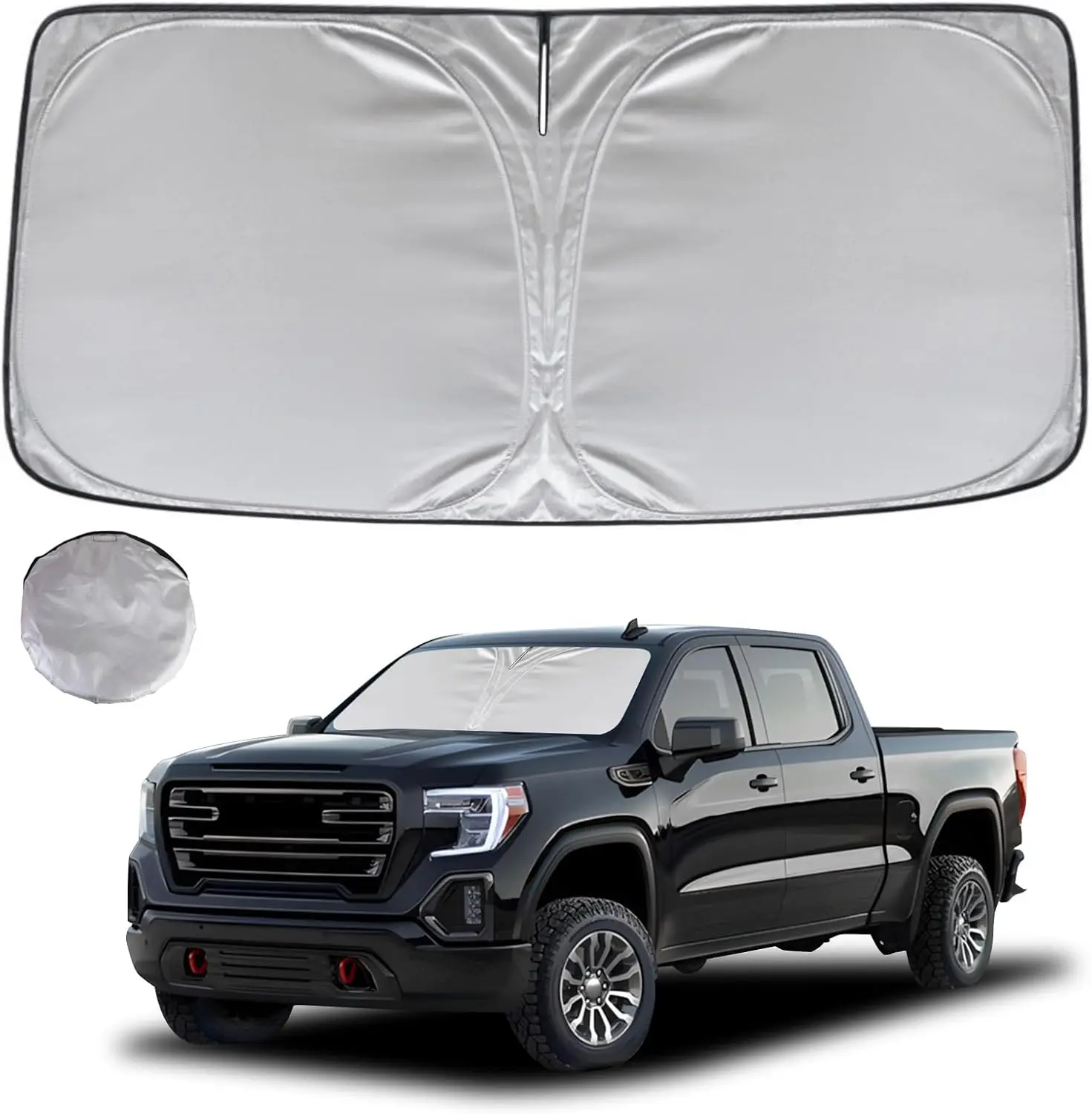Windshield Cover 210T Reflective Window Protector  for Silverado Windshield Sun Shade Sunshade for 2019-2026 Chevy Silverado 1500 GMC Sierra 1500 2500HD 3500HD Truck Accessories Regular cab, Crew cab #Outdoor Umbrella