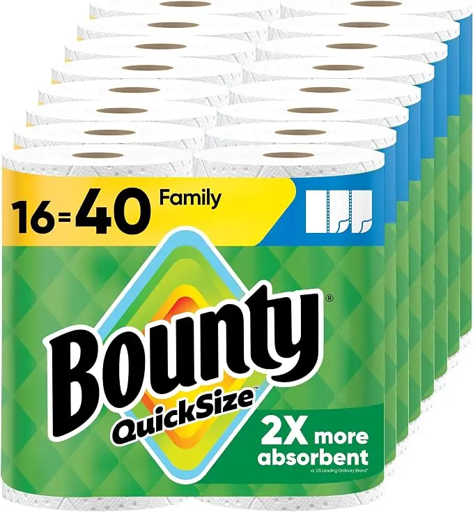 Bounty QuickSize 16-40 Family Rolls 2X More Absorben Paper Towel Bounty QuickSize 16-40 Family Rolls 2X More Absorben Paper Towel