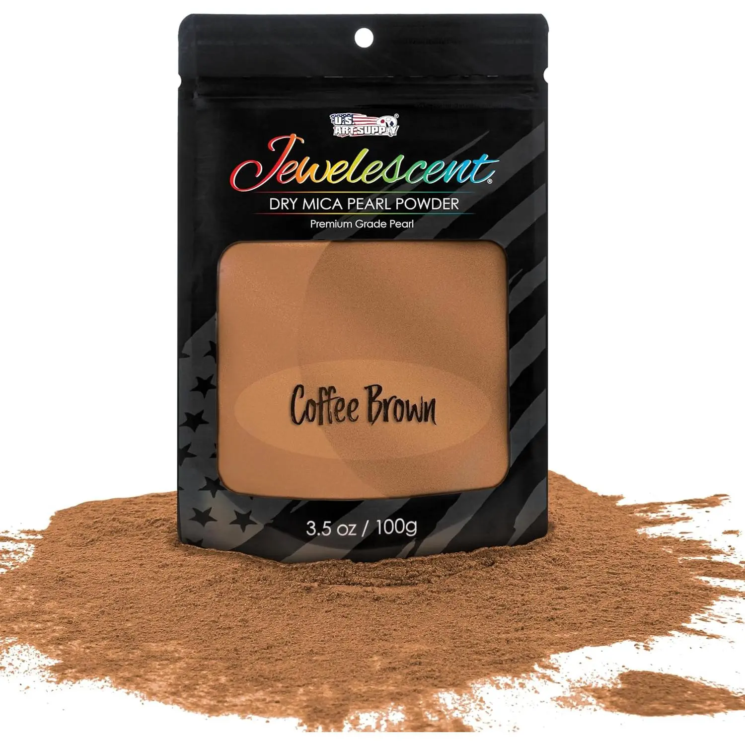 Jewelescent Mica Pearl Pigment Powder, Interference Coffee Brown, 3.5 oz (100 g) pouch – cosmetic grade pigment, epoxy resin color pigment, mica powder for resin, soap, slime, candle dye, art