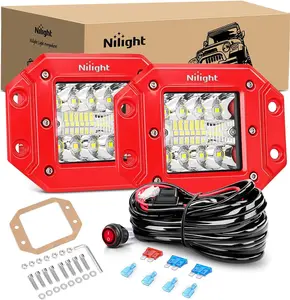 Nilight 2PCS 42W Flush Mount LED Pods Spot Flood Combo Beam with Wiring Harness Kit for Driving Backup Reverse Grill Mount Light  dealsforyoudays