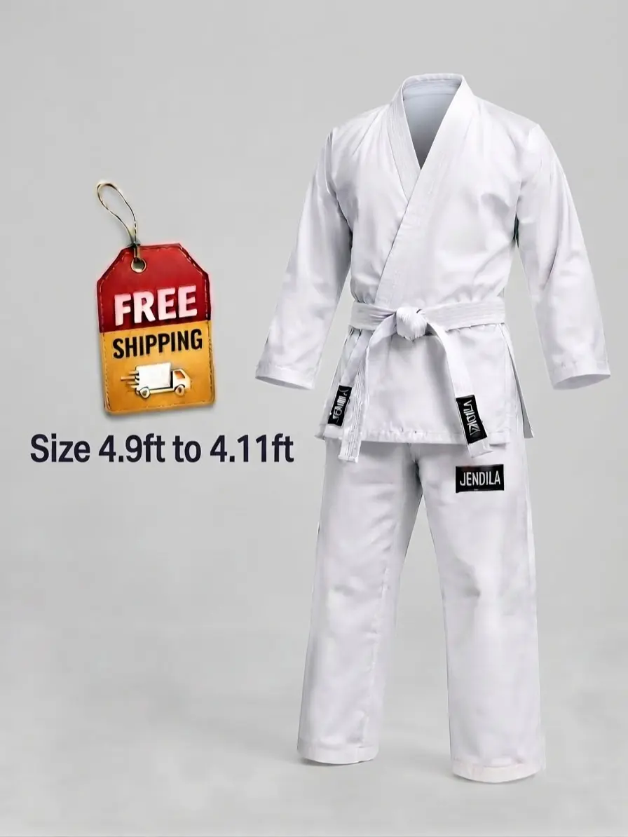 Traditional Martial Arts Uniform with Jacket, Pants & White Belt Lightweight Karate Gi Set for Kids & Adults (Size 2)