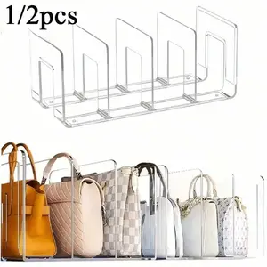 Clear Closet Bag Storage Handbag Purse Bag Dividers Rack, Detachable Cupboard Shelf, Practical Book Dividers, Suitable For Closet, Bathroom, Office, L Organizer Storage Shelves, Space Saving Storage Organizer For Home, Dorm, Office, Acrylic Shelf