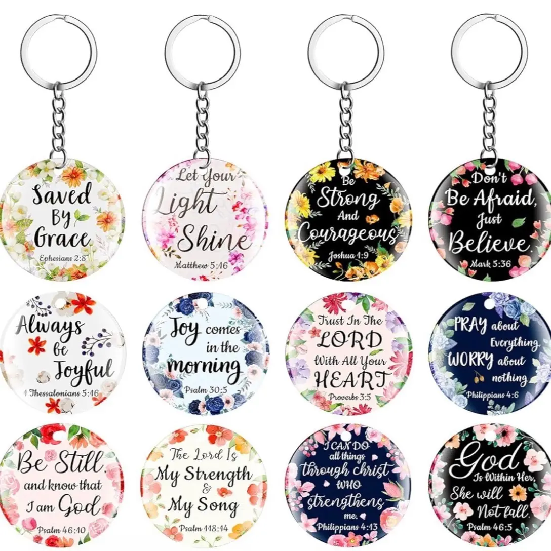 Acrylic Christian Keychain With Bible Verse Acrylic Christian Keychain With Bible Verse