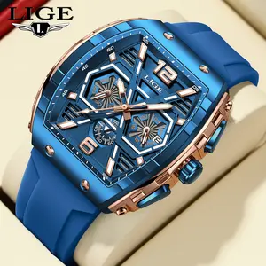 LIGE Men's Watch: Essential for Trendy Men, Rectangular Dial, Ergonomic Fit, 5ATM Water Resistance, Night Glow.Modern Casual Wristwatch