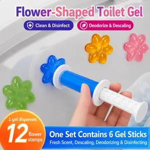 Summerwins,Floral Toilet Gel Cleaner Set, 6 Toilet Gels + 3 Applicators, Up to 108 Flushes, Long-Lasting Bathroom Deodorizer & Toilet Freshener