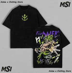 TWO Ver Broly The Legendary DBZ Vintage Washed T-Shirt – Double Printed Oversized Graphic Tee, Lightweight Cotton Anime Streetwear