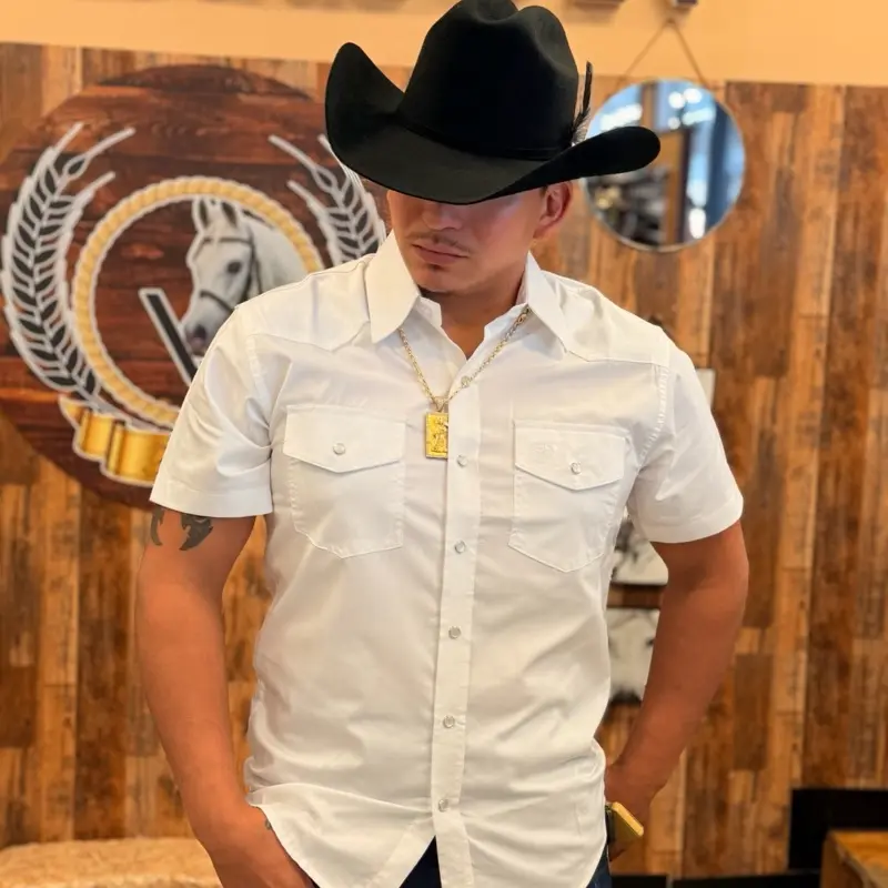 Men's Classic Casual Short-Sleeve Button-Down Collared Western-Style Clothes for Daily Wear, Button Down Shirt, Shortsleeve, Menswear, Jeans, Stylish, Western Ootd, Cowboy Shirts, Tops, Wardrobe Staples, Western Look