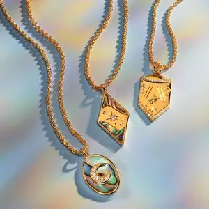 Fashion octagram moon angel high sense women's necklace retro design sense versatile women's jewelry