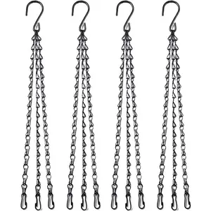 4Pcs 16 Inch Black Hanging Basket Chain with Hooks Flower Plant Pot Replacement Chain Hanger for Bird Feeders,Planters,Lanterns and Ornaments HHTHH