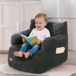 [Not Adult Size]MAXYOYO 25.5"x22.8"x21.6" Small Size Bean Bag Chair, Corded Bean Bag Sofa with Filler Bean Bag Chair, Lazy Sofa with Pocket Floor Chair for Gaming, Reading