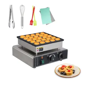Commercial mini pancake and pancake maker -25 hole non stick waffle maker -850W stainless steel -50-300 ℃ temperature and 0-5 minute timer - fast heating, easy to clean - suitable for restaurants, snack shops, and home kitchens