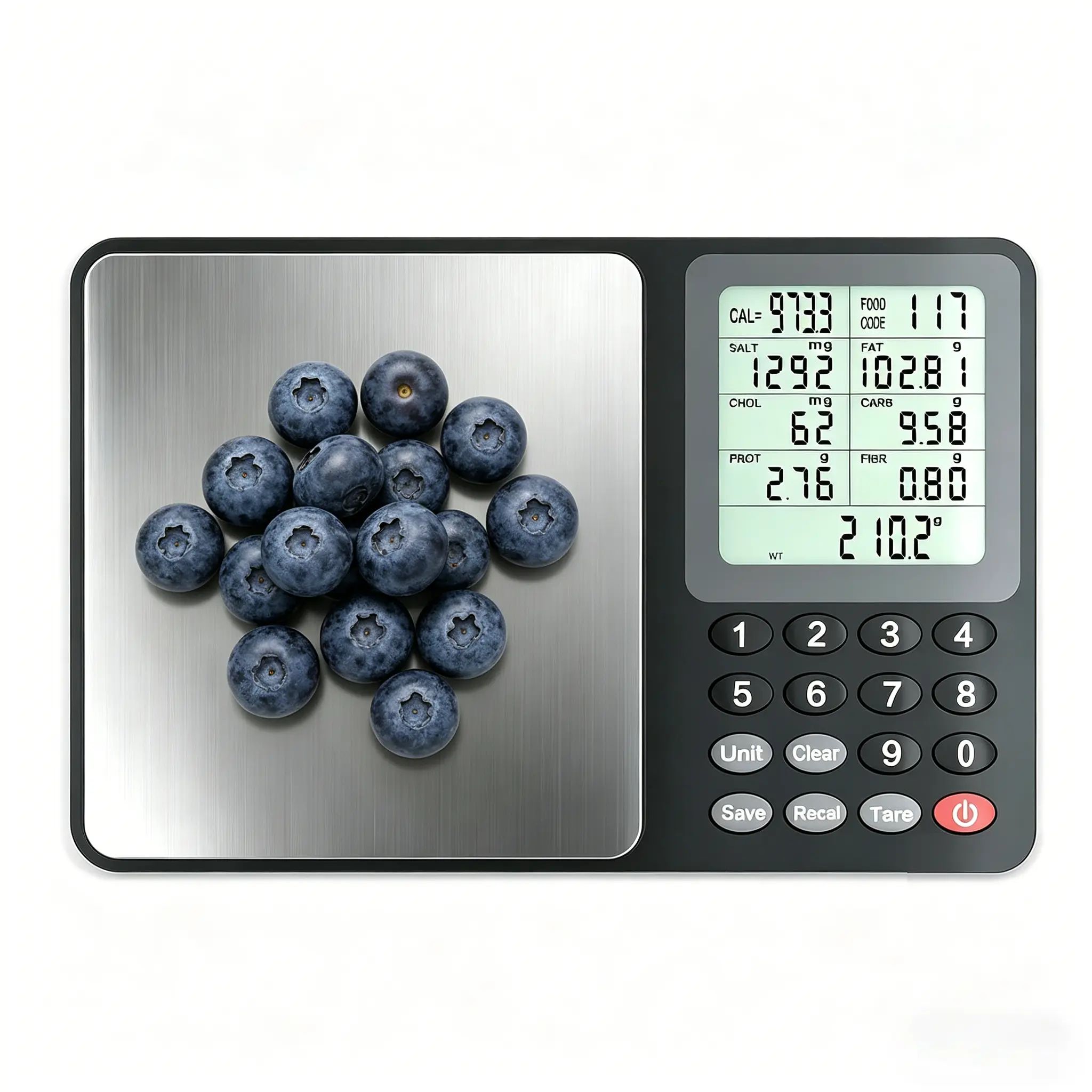 3kg/0.1g Digital Nutrition Scale, Portable Digital Kitchen Scale with Nutrient Composition & Calorie Calculator, 999 pre-programmed foods, Diet Management Food Scale with Stainless Steel Weighing Pan, Measuring Tool (Batteries Included)