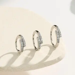 OUFER BODY JEWELRY 20G Geometric Staggered Nose Ring Hoop - 5A Cubic Zirconia, Refined Craft, Non-Tarnish Nostril Piercing Accessory for Stylish Elegance, High Quality Jewelry