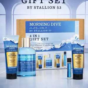 Stallion 53 Morning Dive  4 in 1 Gift Set - Facial Cleanser, Shower Gel & 20 ml Travel Size  - Unisex by Emper