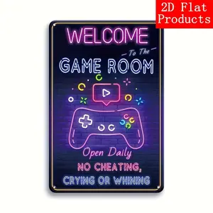 [Not Real Neon Sign] Vintage Style Flat Design Iron Game Room Neon Sign Wall Art Decor - No Cheating, Crying, Whining - Metal Plaque For Home, Bar, Restaurant - Ideal For Party, metal wall sign Vintage Metal Tin Sign home decor plaque funny bar sign