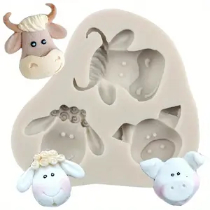 1pc Farm Animals Mold Sheep Cow Pig Fondant Silicone Molds Cake Decorating Tools Animal Candy Resin Clay Mould Chocolate Gumpaste Moulds