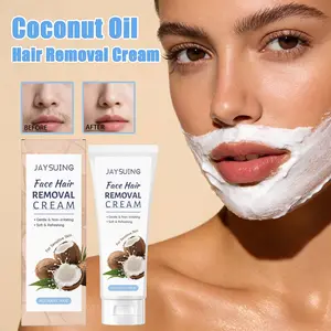 Jaysuing Coconut Oil Facial Hair Remover Cream 50g, Gentle Cleansing, Smooth Skin, Quick Hair Removal for Women, Lip & Face Hair Removal, Depilatory Cream, Cosmetic