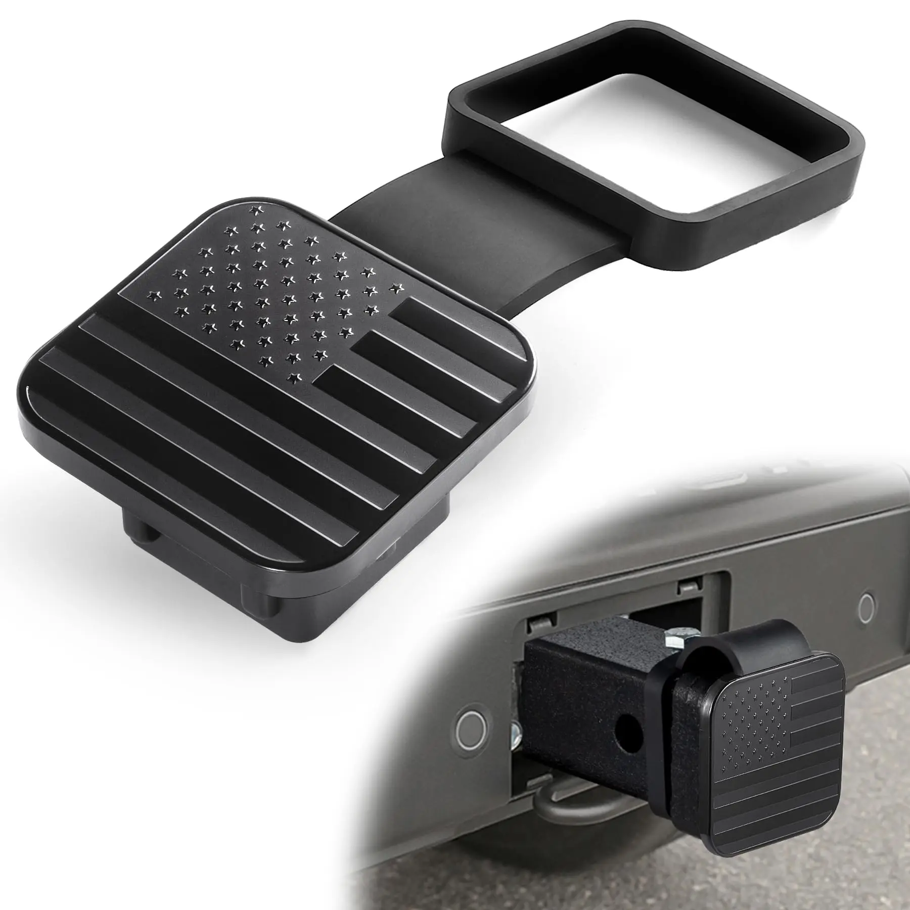Rubber Tow Hitch Cover, American Flag Rubber Tube Plug Cap, Car Exterior Accessories Fits Most Vehicles, Trailer Hitch Receiver Cover Outdoor