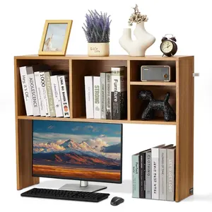 【Summervibes】VEVOR Desktop Bookshelf, 1-Tier Wood Desktop Storage Organizer, 37" x 9.4" x 28.7" Office Storage Rack Wood Display Shelf, Desktop Bookshelf Hutch with Anti-Slip Feet Pads, for Office, Home & Dorm