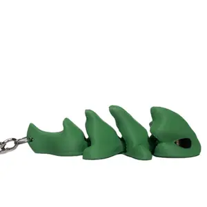 Shark Fidget Keychain Articulated Stress Toy Green Color with Keyring Attachment