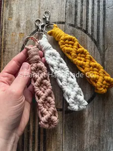 Handmade Diamond Macrame Wristlet / Wrist Lanyard Key Chain Clip | swivel bohemian boho accessories bridesmaid gift ideas arm wrap loop