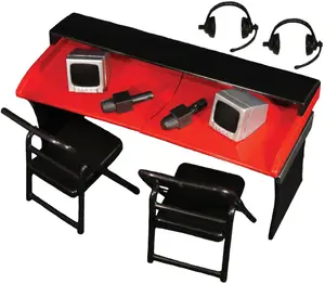 Commentators Playset (Red) - Ringside Exclusive Ringside Collectibles Wrestling Action Figure Accessories