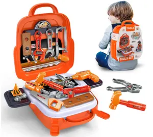 Kids Tool Kit Set with Backpack, 22 PCS Toddler Pretend Play Tools with Electronic Toy Drill, Safety Helmet & DIY Parts, Toys for 3+ Year Old Boys, Bench Play Tool Set with Drill, Construction Kit