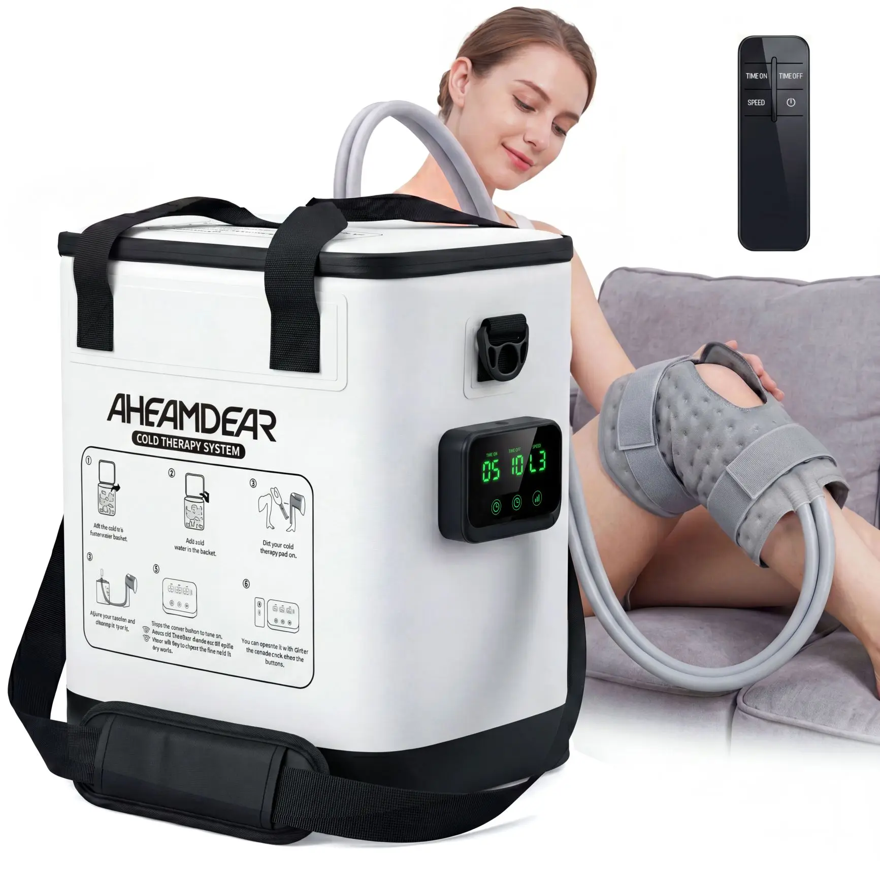 Rechargeable Cordless Cold Therapy Ice Machine - Therapeutic Personal Care Massage Device for Knee Pain Relief, Post-Surgery Recovery