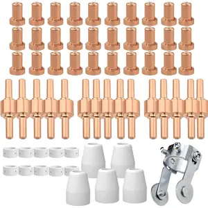 61Pcs PT31 Plasma Cutting Consumables with PT-31 Roller Guide Fit CUT-40 CUT-45 CUT-50D JG-40 LG-40 CT-312 Plasma Nozzle Electrode Accessories