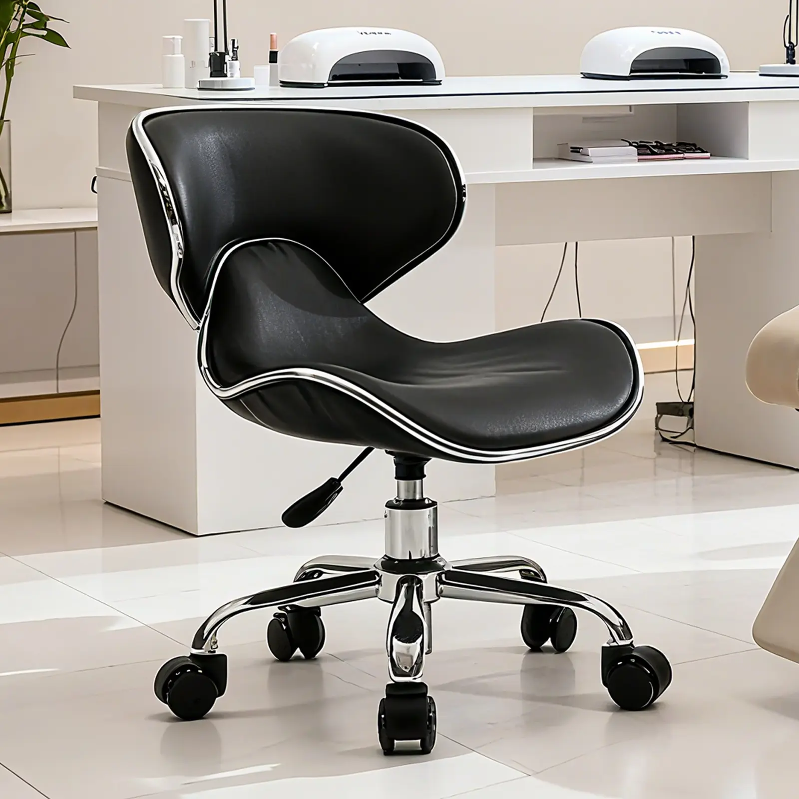 LessMore Adjustable Pedicure Stool Swivel Ergonomic Nail tech Chair for Salon Professionals, Comfortable Pedicure Chair