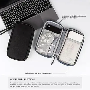 2026 New Premium Shockproof Canvas Organizer, Hard Shell Travel Electronics Case with Multiple Compartments, Portable Tech Storage Bag for Cables Chargers