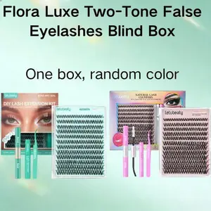 LETUBEATY DIY Eyelashes Clusters Kit - Soft Fluffy Long-Lasting False Lashes with Black Glue, Remover, Tweezer for Beginners, Easy At-Home Application - Beauty & Personal Care Cosmetic Set