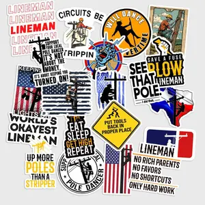 Sticker Pack 20 pcs Utility Lineman Stickers, Electrical Worker Vinyl Decals