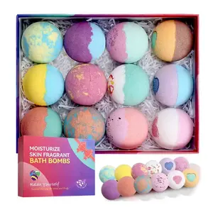 12-Piece Bath Bomb Set – Lavender, Chamomile, Grapefruit, Apple & More for Relaxing, Moisturizing Body Care Gift Lightweight Aroma