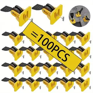 Reusable Tile Leveling System Kit, 100pcs Plastic Handles & Spare Steel Pins, Ideal for Floor Tile Installation, Tile Tools