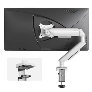 Monitor Stand White Adjustable Gas Spring Monitor mount for Gaming and Home Office Setups, Monitor Arm hold up to 32" with 22 lbs Max Weight and C-Clamp or Grommet Hole Mounting