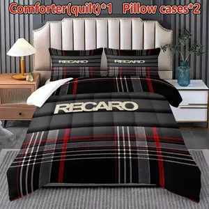 Rev Up Your Bedroom, Recaro Plaid Bedding Set, Racing Vibes Man Cave Aesthetic, Cotton Material, Ca Prop 65 Compliant, Soft Bedding Sets
