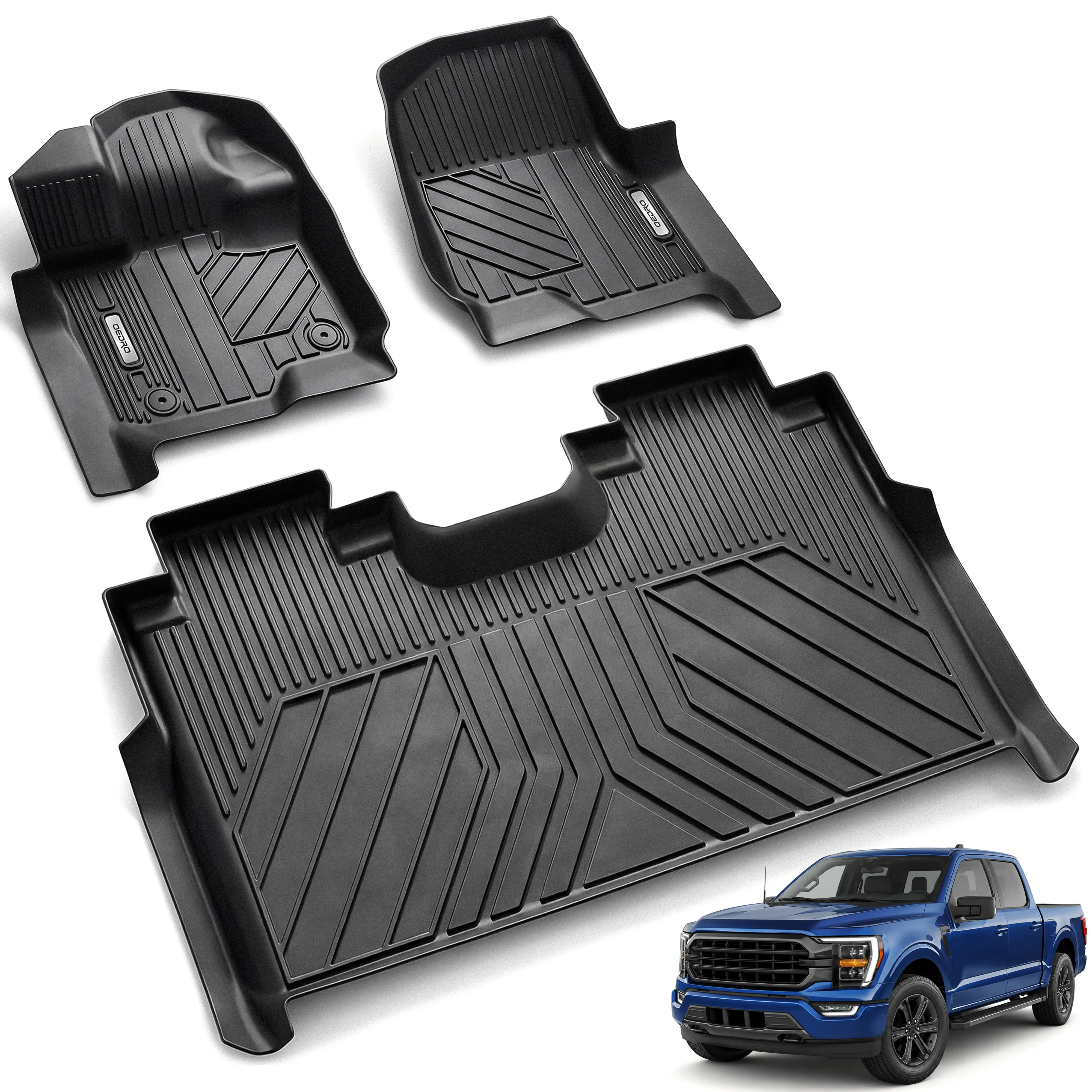 OEDRO TPE Floor Mats fits 2015-2026 Ford F-150 & 2022-2026 F-150 Lightning SuperCrew Cab, All Weather, Waterproof