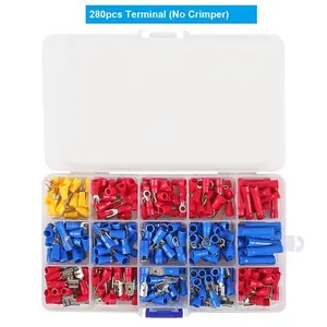 280pcs Insulated Wire Electrical Connector Kit, Copper Crimp Terminal Connectors, Assorted Types - Ring, Fork, Butt, Durable Reliable Connectors