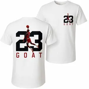 Men's Pure Cotton Short-Sleeve Shirt With 23 Letter Print—A Unisex Casual Style Perfect For Spring And Summer; Featuring A Cool Graphic Design And A Classic Crew Neck, Suitable For All Four Seasons.