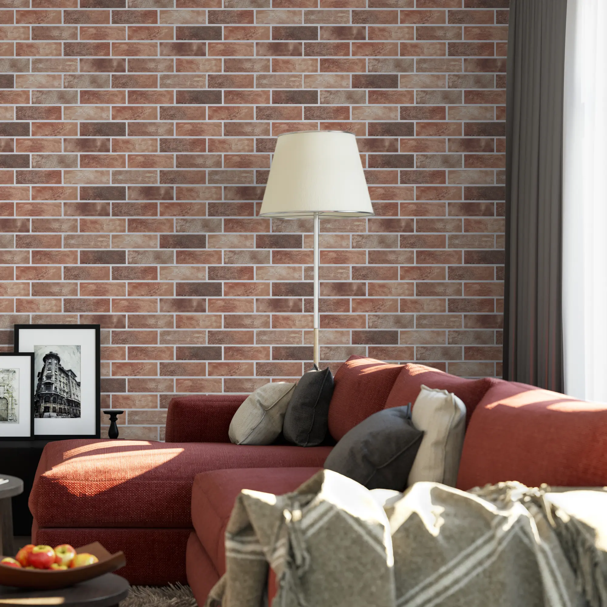 16-Pack 3D Faux Brick Acoustic Wall Panels, 11.8" x 11.8" PET Soundproof & Noise Cancelling Peel and Stick Felt Tiles with 96 Adhesive Tabs, Sound Absorbing Wall Paneling for Interior Wall Decor, Red Mixed