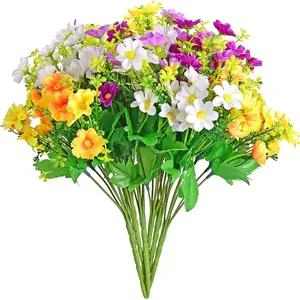 10 Bundles, Artificial Fake Flowers Daisy Bouquets For Decoration Outdoors Faux Wild Colorful Flowers Daisies With Stems For Outside Home Decor Indoor Gravesites Cemetery, Mother's Day Gift FathersDayGift
